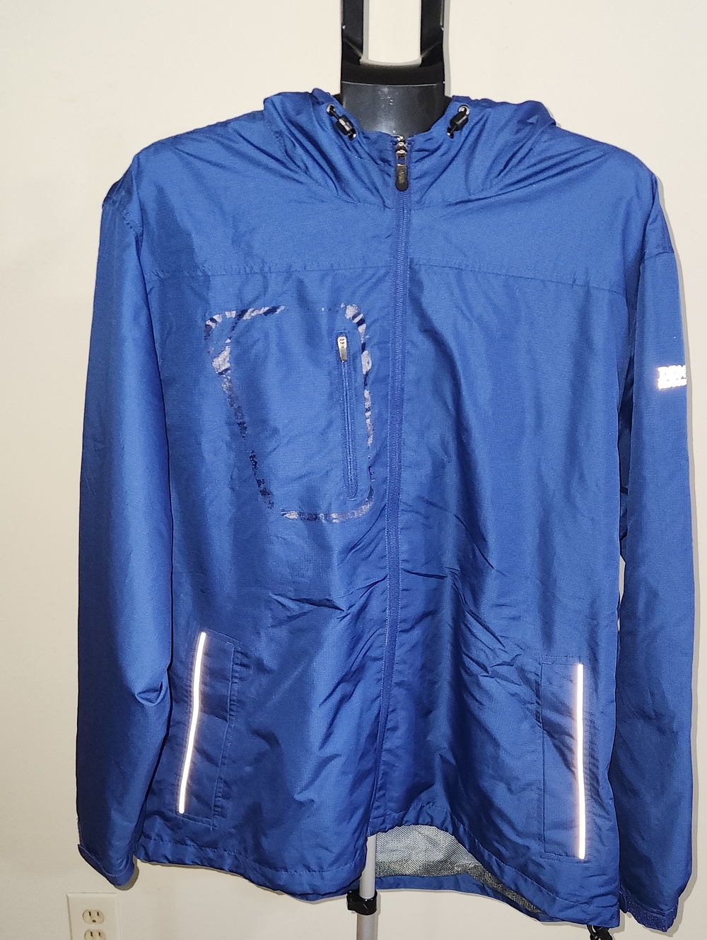 DDX Blue Men's Lightweight Hooded Water Resistant Jacket. XL.